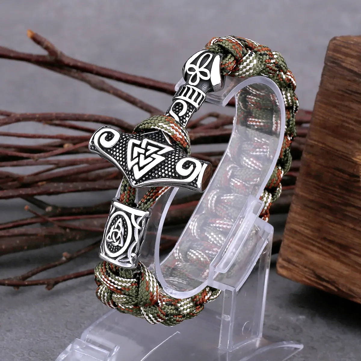 Odin Rune Thor's Hammer Viking Bracelet