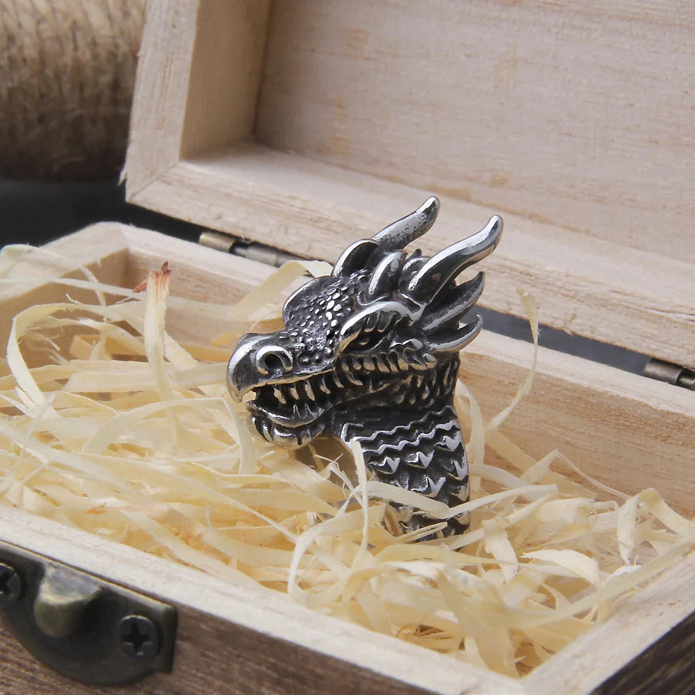 Dragon Head Viking Ring