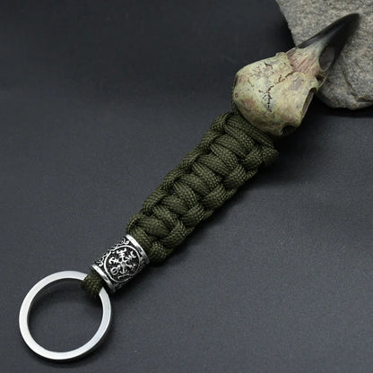 Odin Raven Skeleton Keychain Vikings Rope Norse