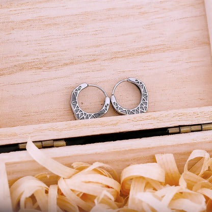 Vikings Celtic Rune Hoop Earrings Nordic Stainless Steel