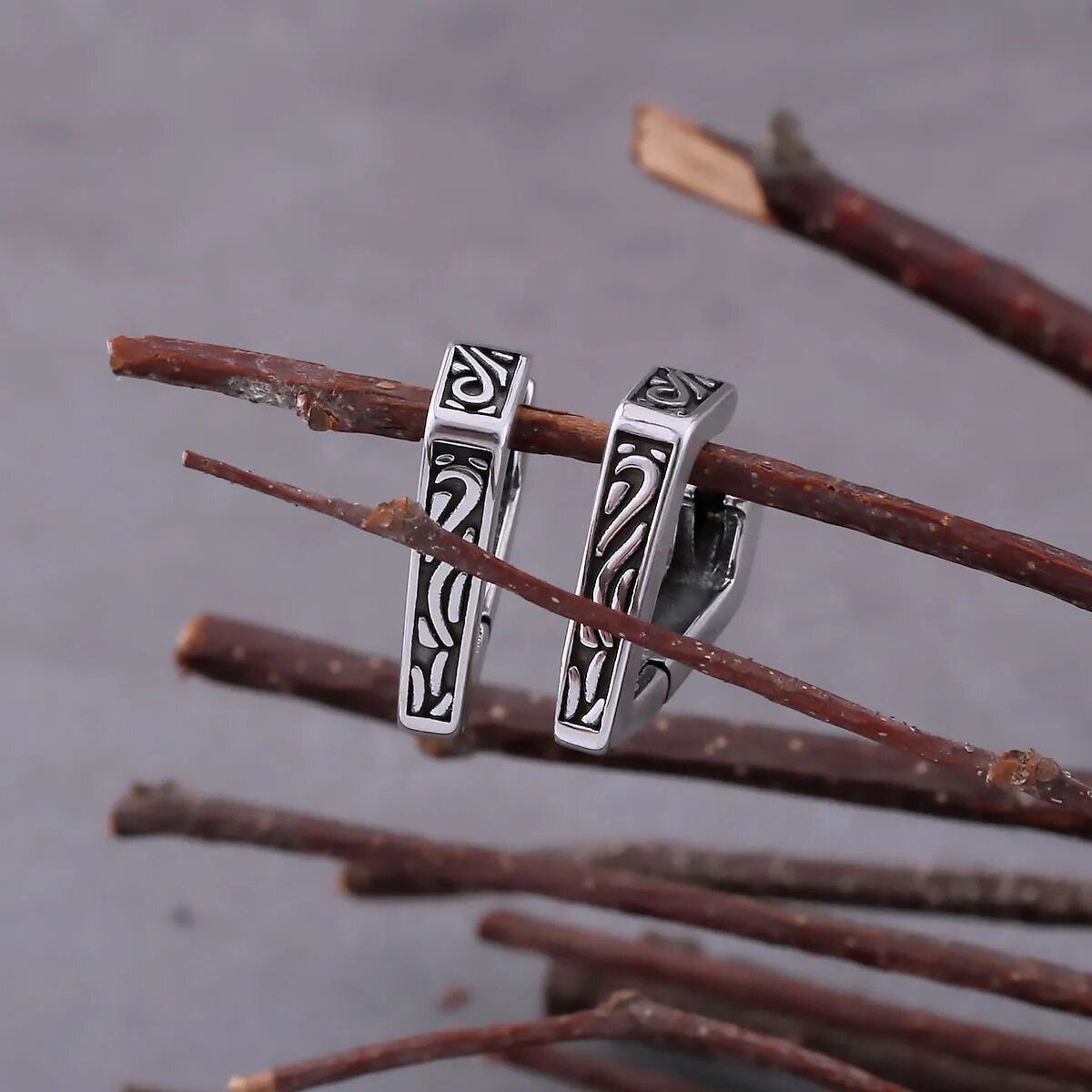 Celtic Rune Hoop Viking Earrings