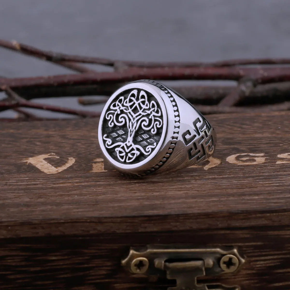 Viking Tree of Life Yggdrasils Stainless Steel Ring Norse