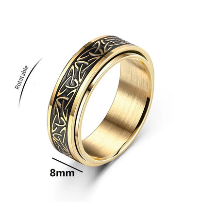 Viking Celtic Knot Rune Anxiety Ring Stainless Steel Spinner Ring