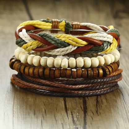 4 in 1 Braided Leather Viking Bracelet