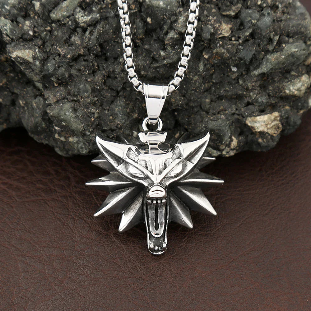 Stainless Steel Wolf Head Pendant Slavic Vikings Necklaces