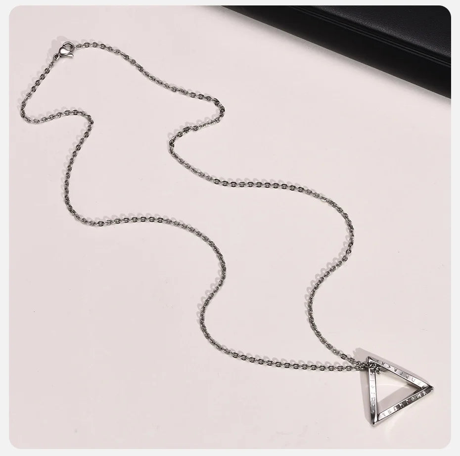 Vnox Viking Mobius Triangle Pendant Necklace