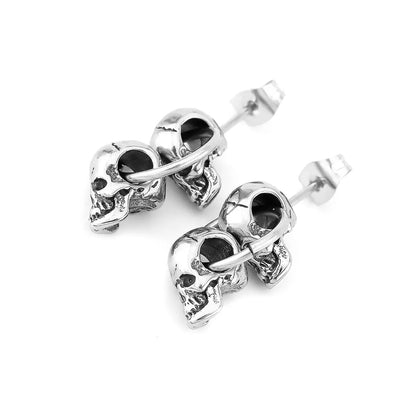 Neo-Gothic Double Skull Viking Earrings