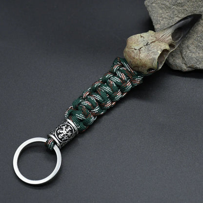 Odin Raven Skeleton Keychain Vikings Rope Norse