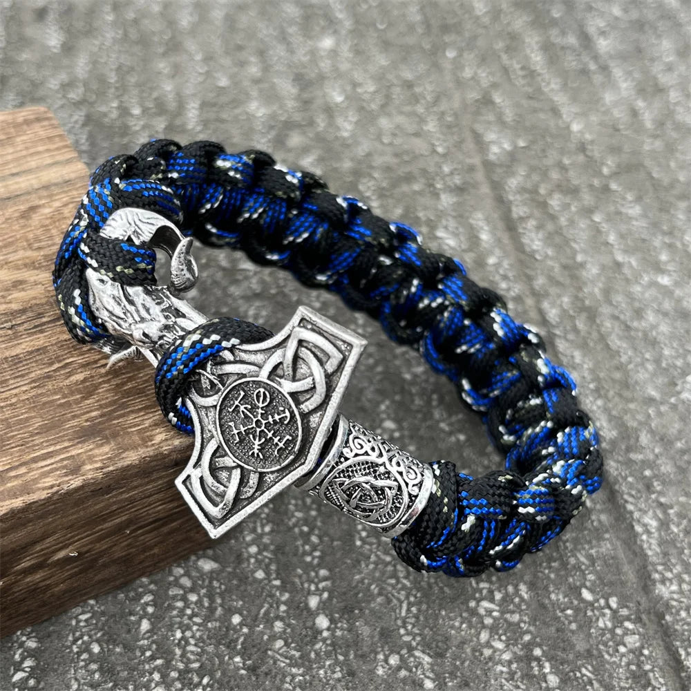 Goat Ram Thor Hammer Mjolnir Viking Paracord Rope Bracelet