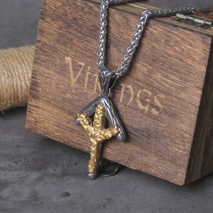 Gold Nordic Viking Odin Rune Viking Necklace