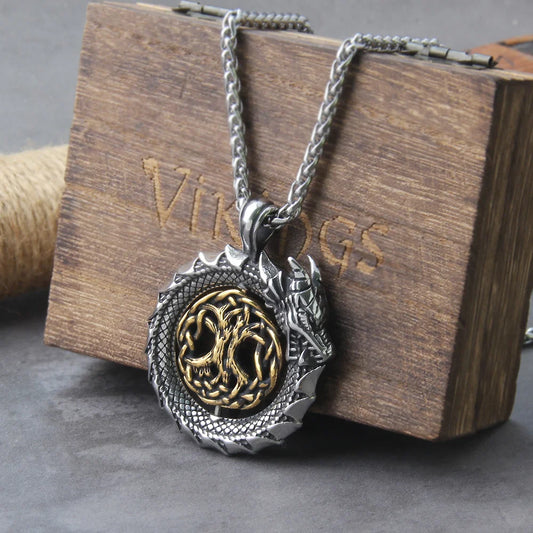 Rotating Dragon Viking Necklace