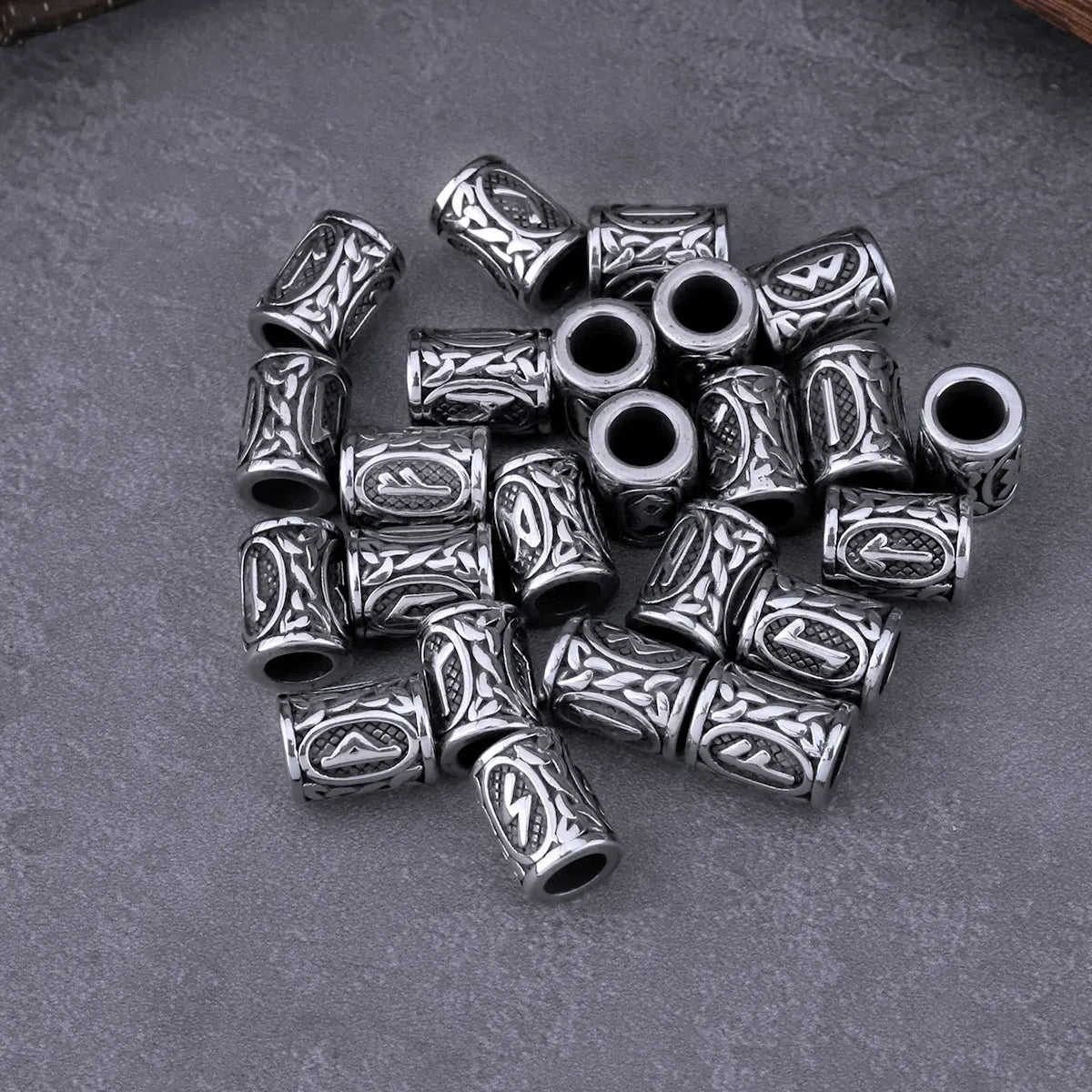 Stainless Steel Vikings Rune Beads 24pcs