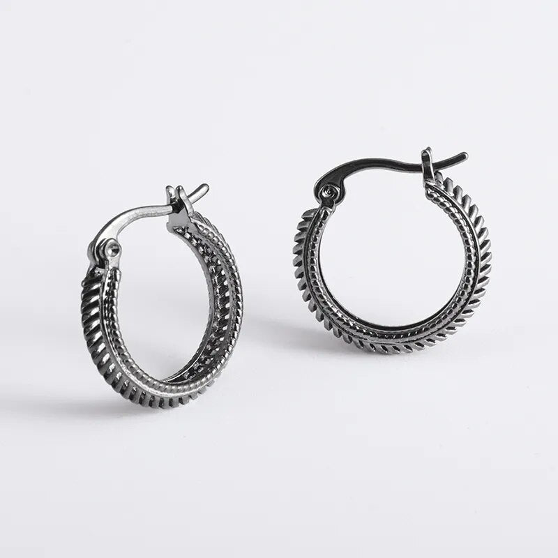 Engraved Beast Hoop Viking Earrings