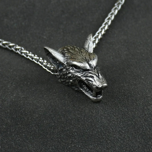 Viking Wolf Head Necklace Norse