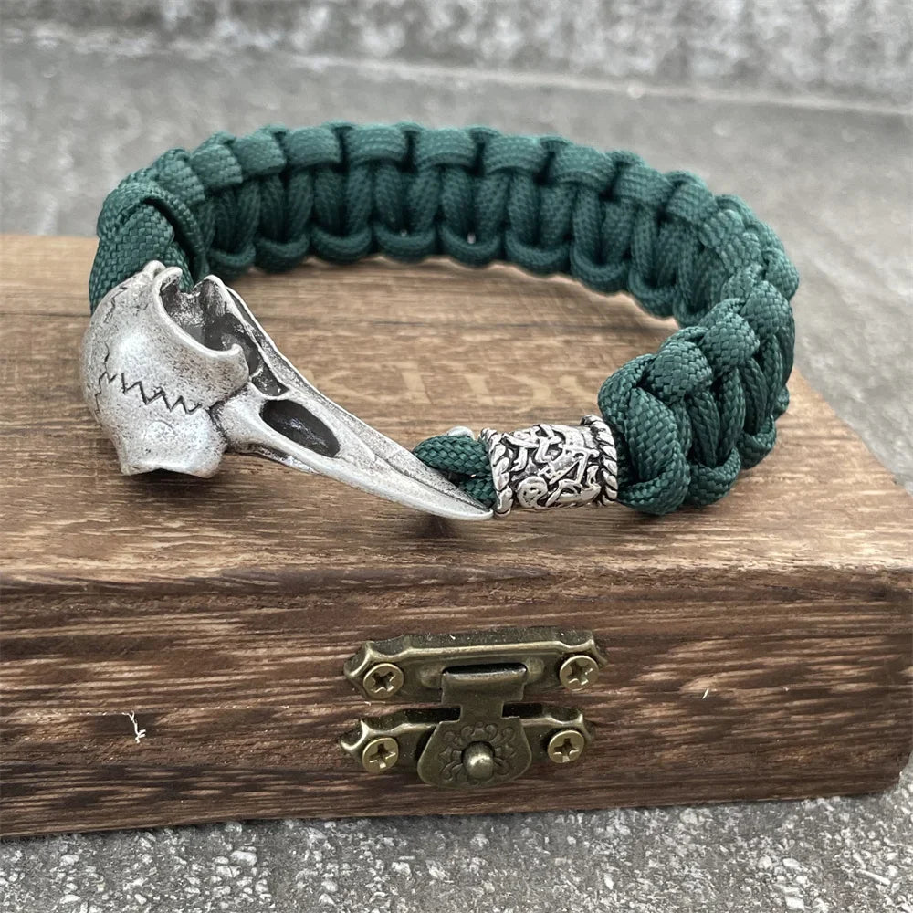 Viking Odin Raven Skull Bracelet