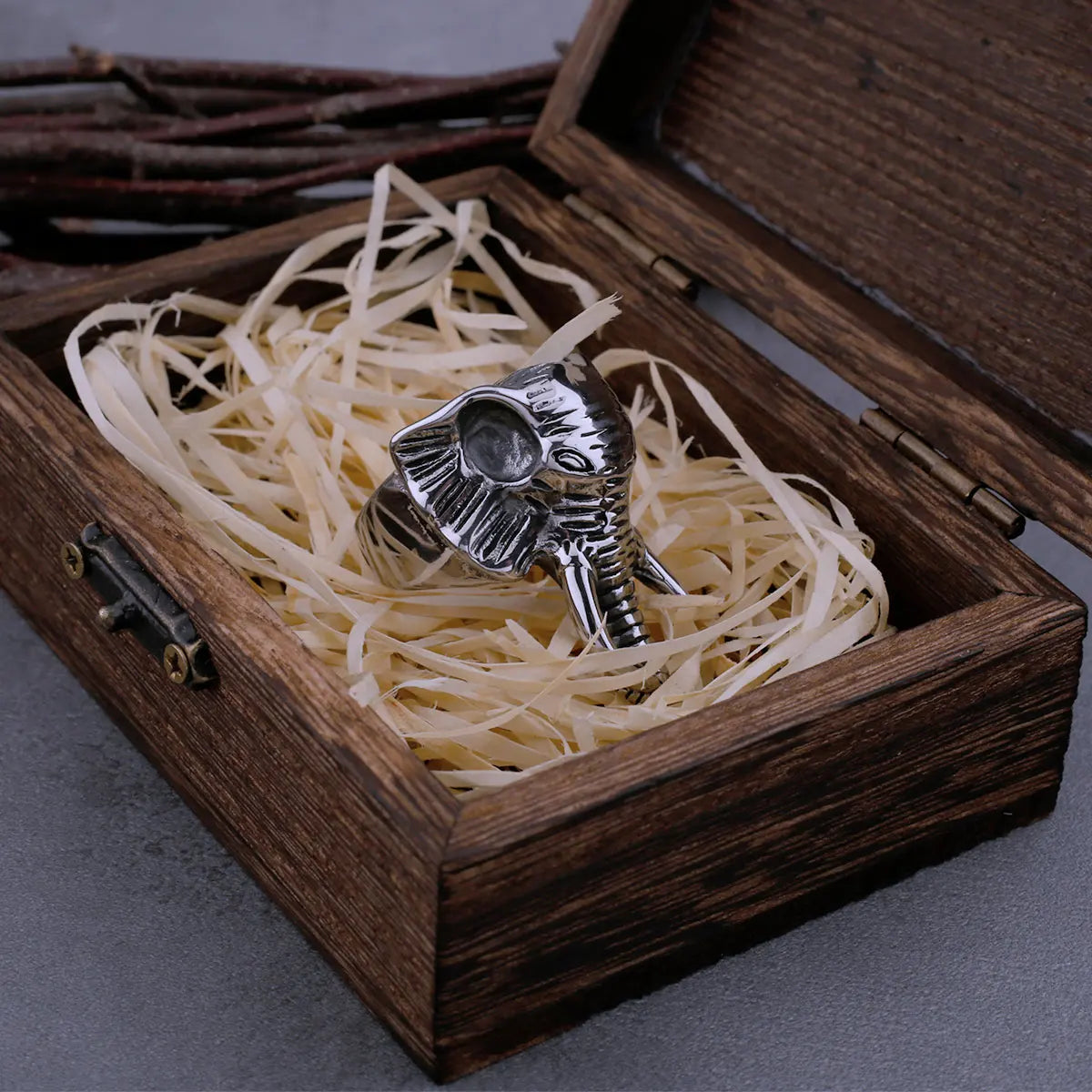 Stainless Steel Retro Elephant Viking Ring