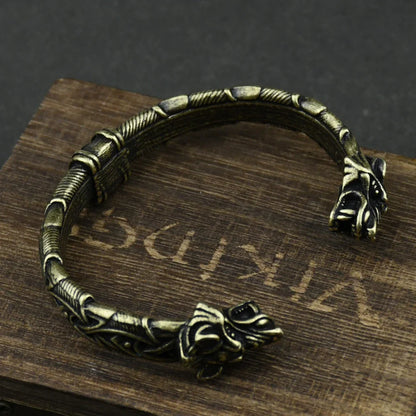 Nordic Viking Norse Wolf head Bracelet