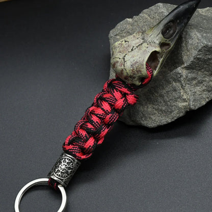 Nordic Raven Skeleton Runes Bead Paracord Keyholder