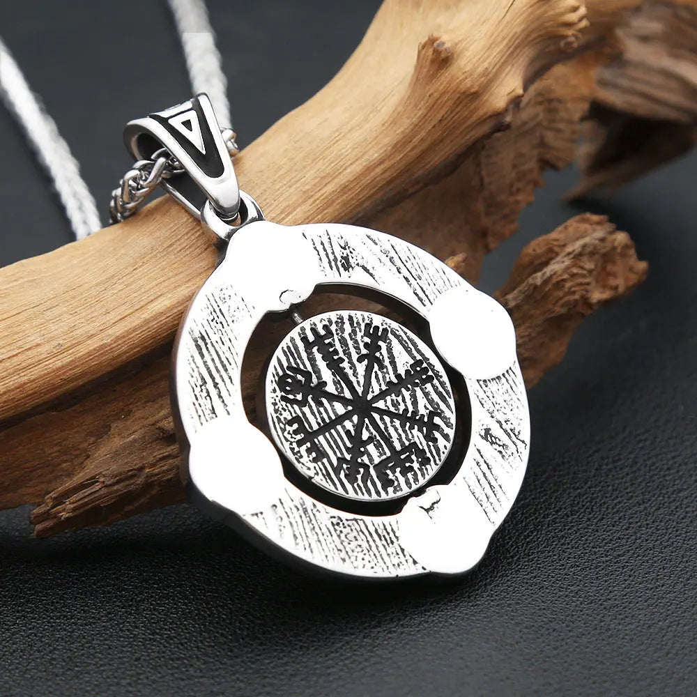 Nordic Vikings Rotate Rune Necklaces Stainless Steel