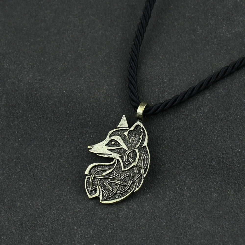 Viking Fox Wolf Fenrir Pendant Necklace