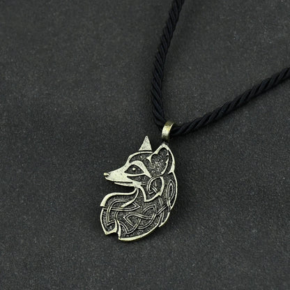 Viking Fox Wolf Fenrir Pendant Necklace