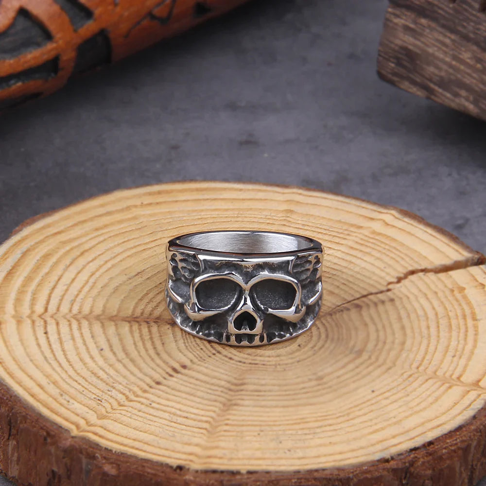 Vintage High Quality Skeleton Skull Finger Viking Ring