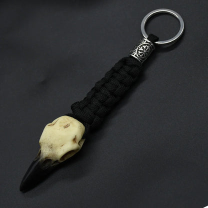 Nordic Raven Skeleton Runes Bead Paracord Keyholder