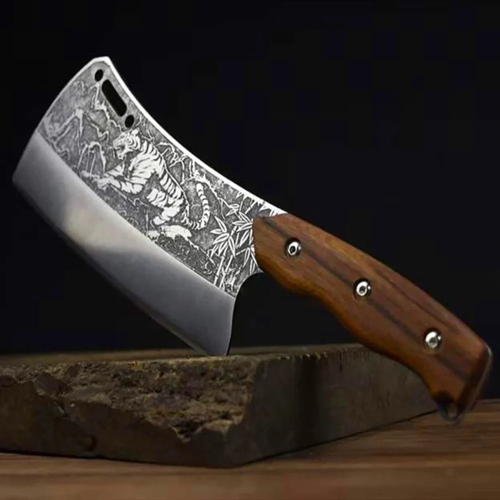 Knife Forged Machete High Carbon Steel Integrated Wood Handle 8.5Inch Viking Knife