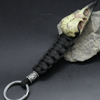 Nordic Raven Skeleton Runes Bead Paracord Keyholder