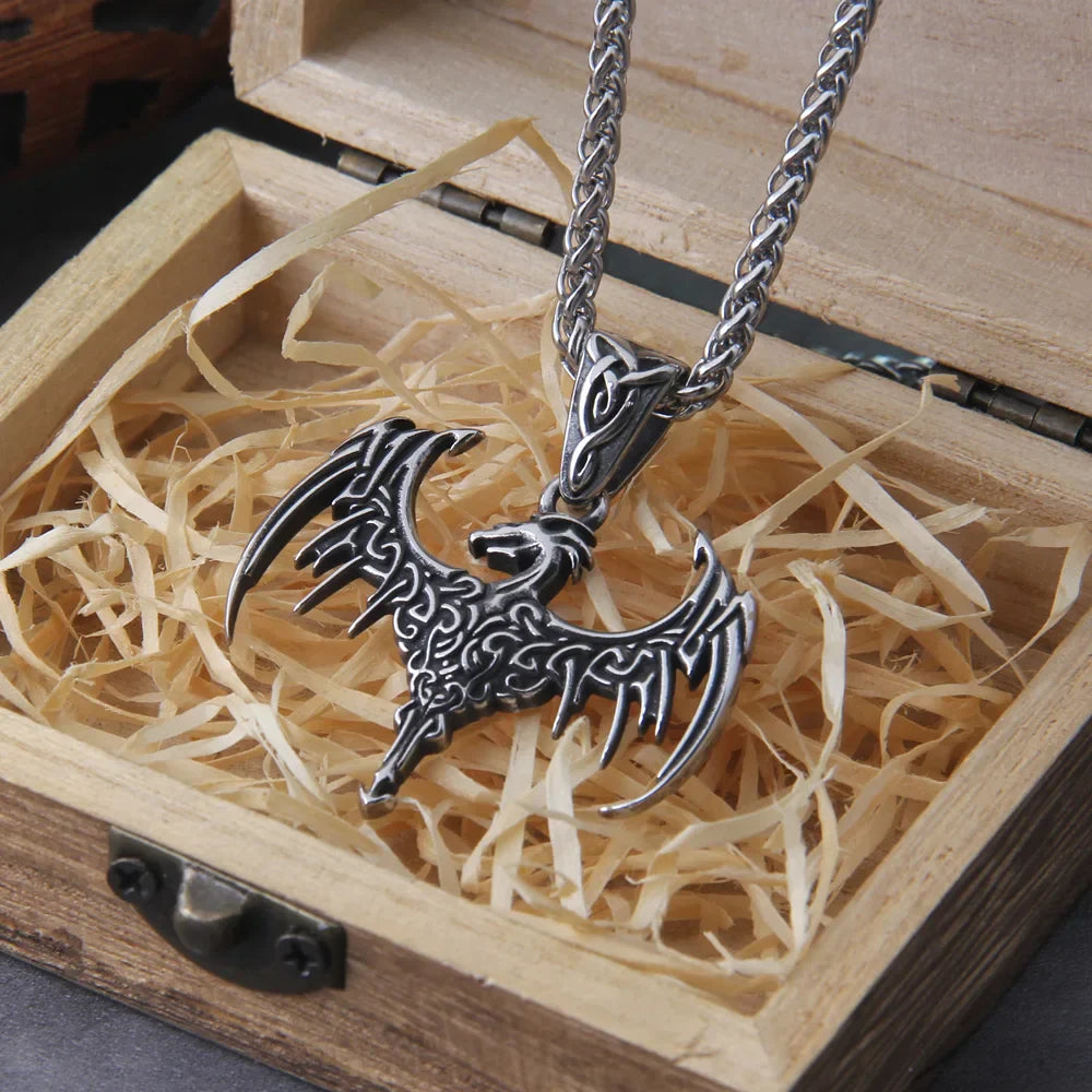 Gothic Punk Dragon Viking Necklace