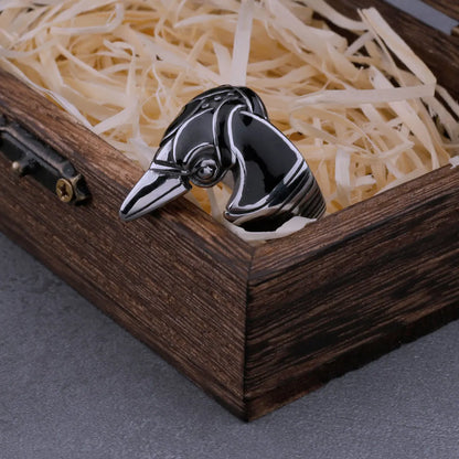 Stainless Steel Nordic Raven Viking Ring