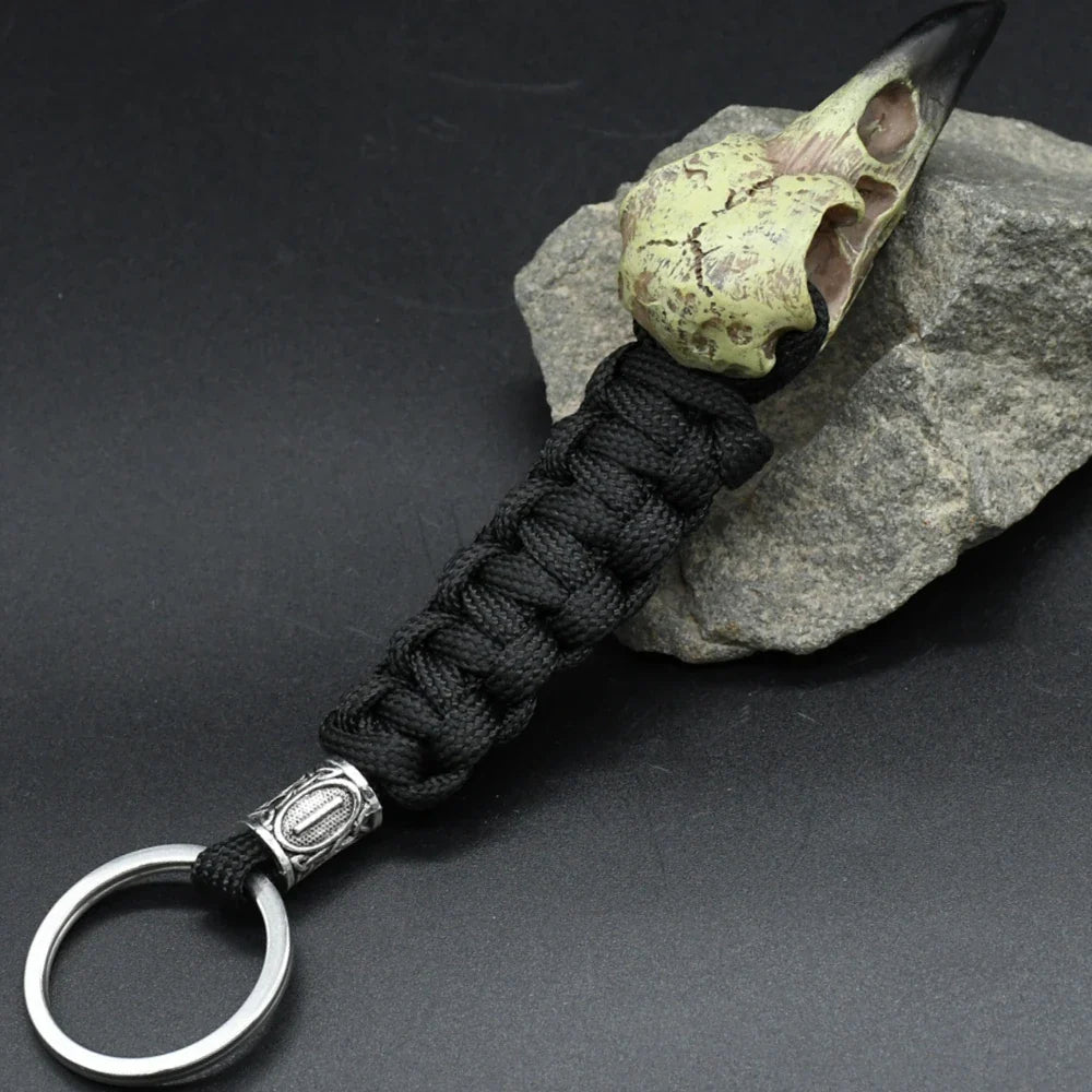 Nordic Raven Skeleton Runes Bead Paracord Keyholder