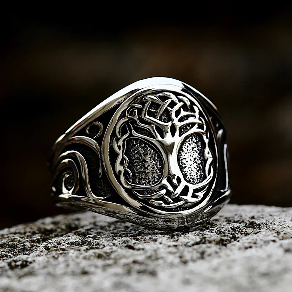 Viking Tree Of Life Ring Nordic Stainless Steel Yggdrasils