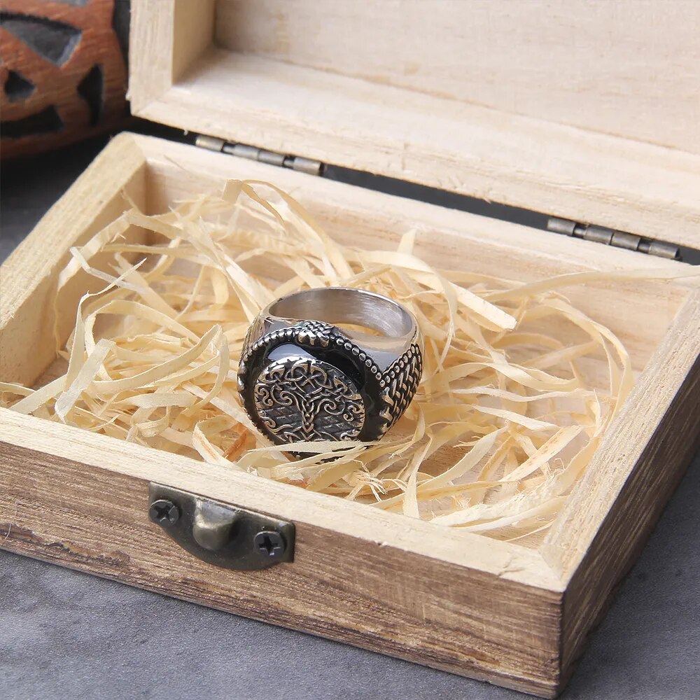 Luxury Carved Tree of Life Viking Ring