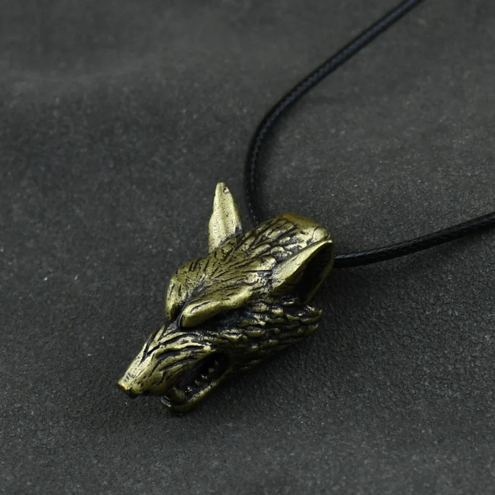 Viking Wolf Head Necklace Norse