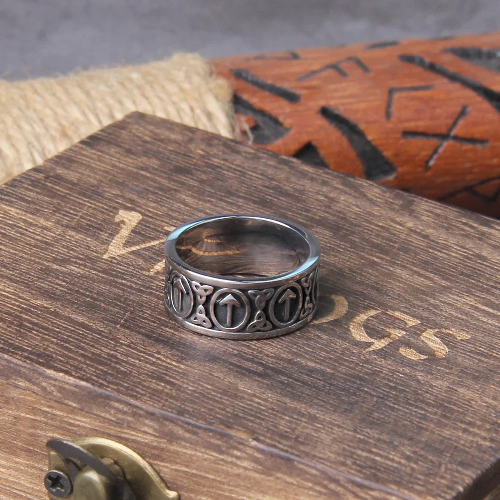 Rune Cool Stainless Steel Viking Ring