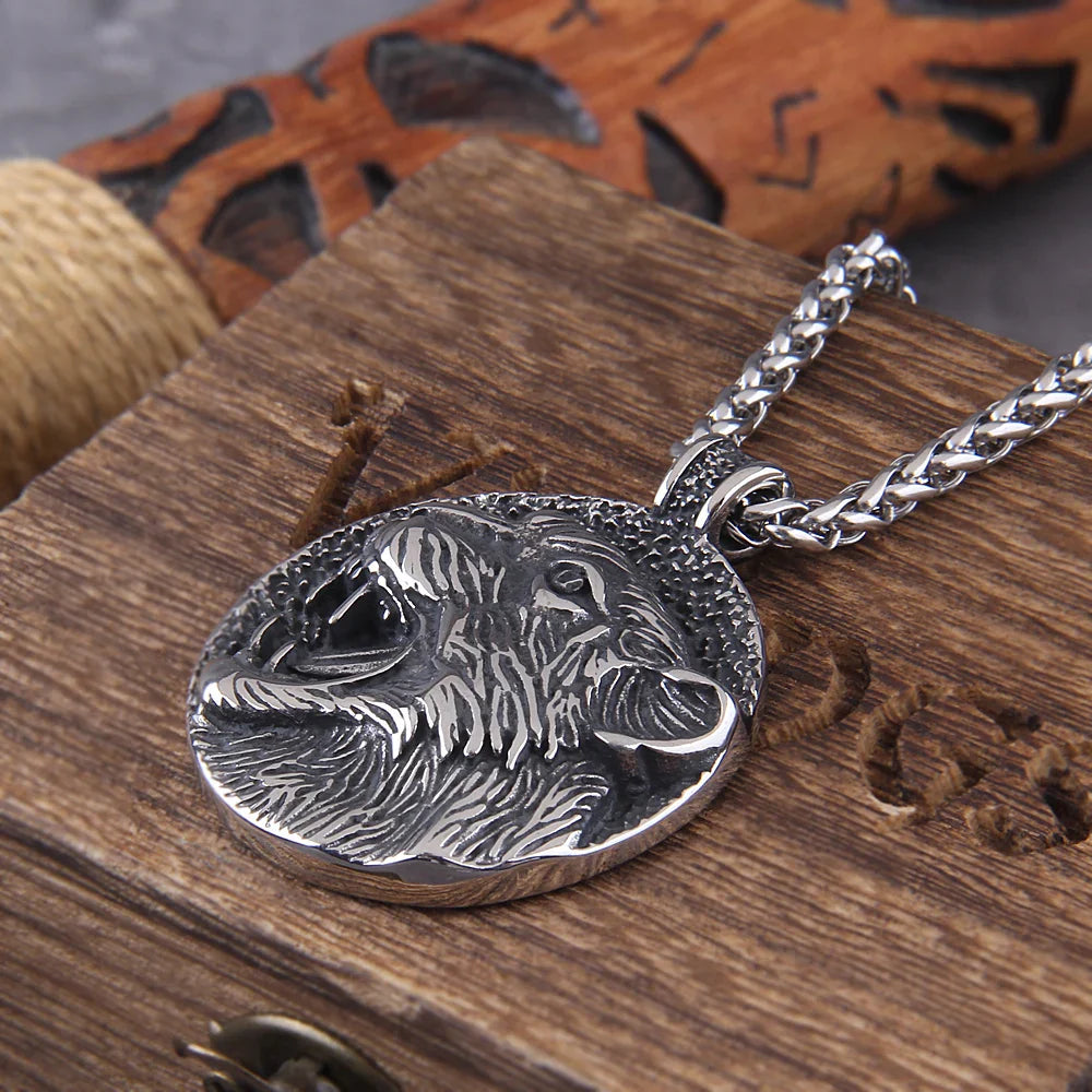 Norse Talisman Round Pendant Viking Necklace