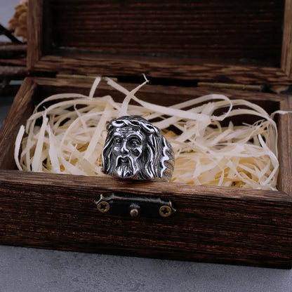 Viking Vintage Jesus Head Ring