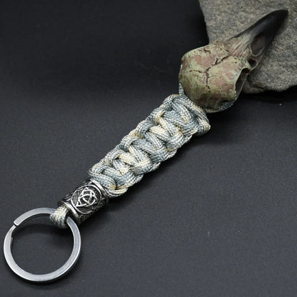 Odin Raven Skeleton Keychain Vikings Rope Norse