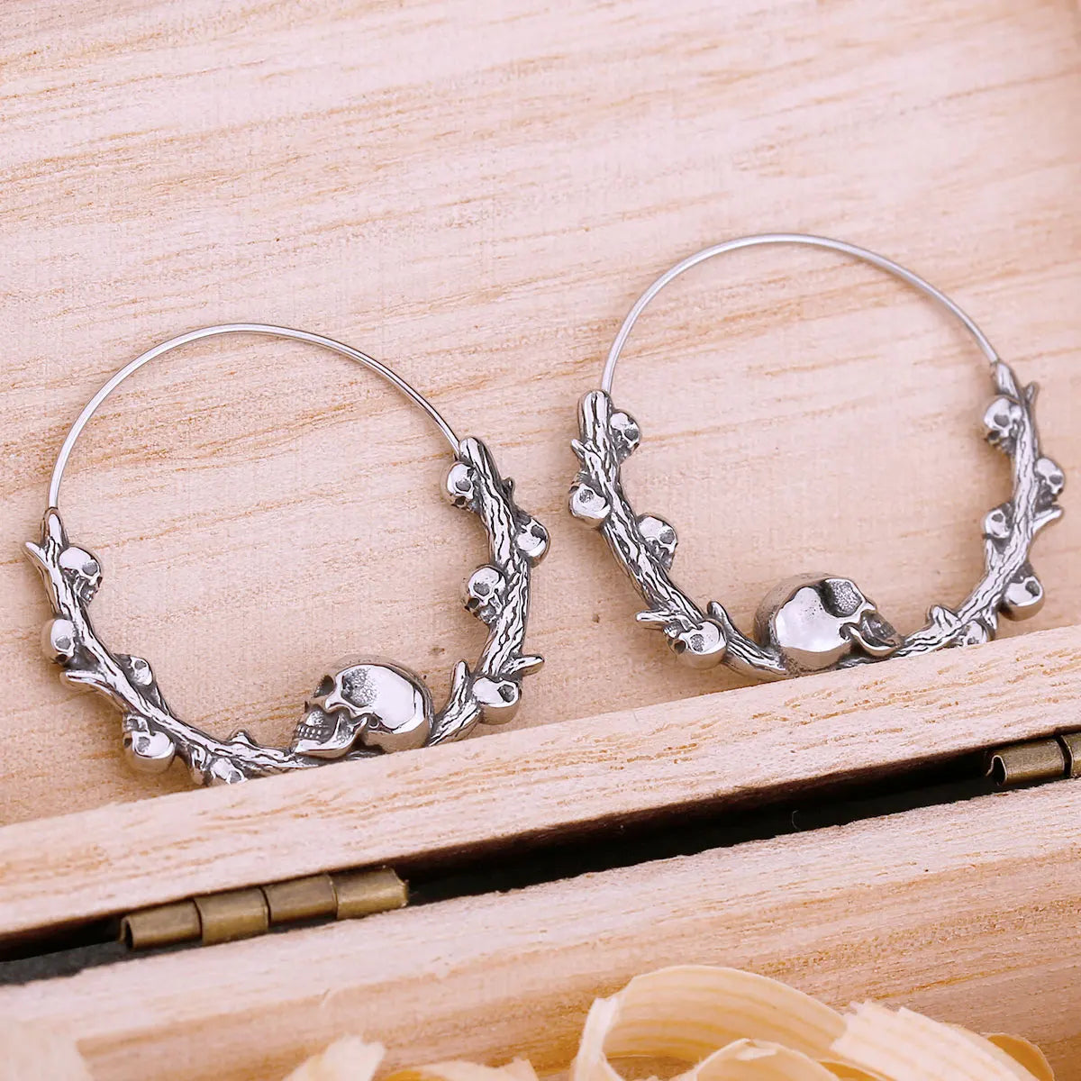 New Design Skull Hoop Viking Earrings