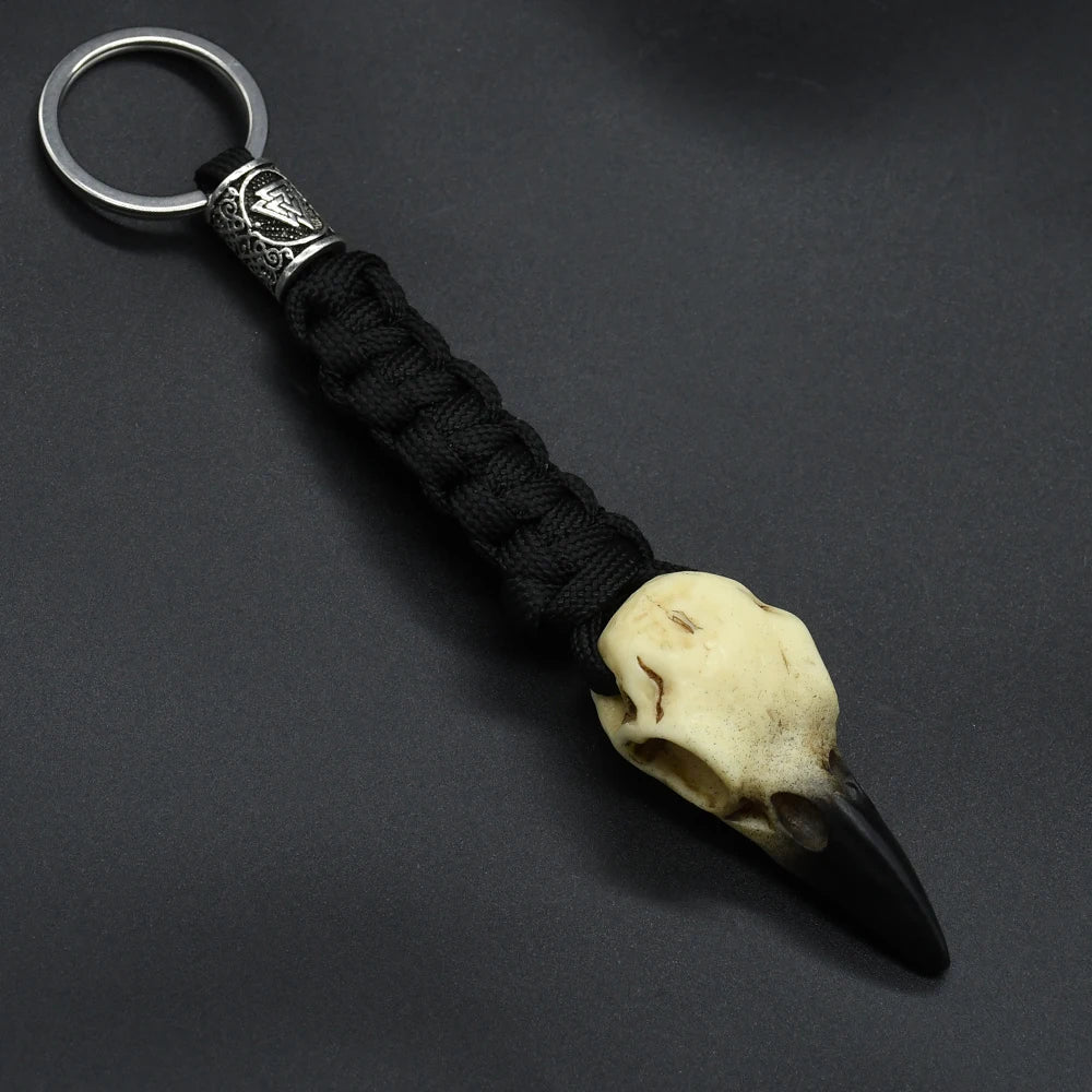 Nordic Raven Skeleton Runes Bead Paracord Keyholder