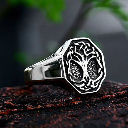 Viking Tree Of Life Ring Nordic Stainless Steel Yggdrasils