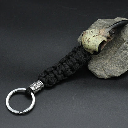 Nordic Raven Skeleton Runes Bead Paracord Keyholder