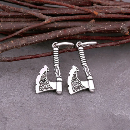 Viking Axe Drop Earrings Stainless Steel