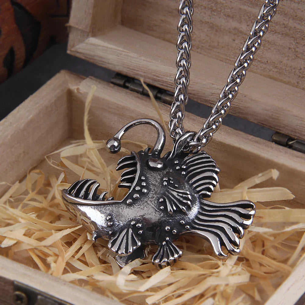 Personality Fashion Lantern Animal Fish Pendant Chain Viking Necklace