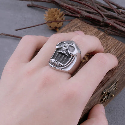 Punk Hip Hop Party Stainless Steel Gothic Skull Viking Ring