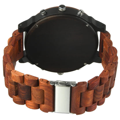 Big Face Large Wood Fashion Quartz Wristwatches Strap Dress Dual Clock Wooden Viking Watch