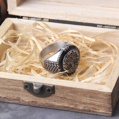 Luxury Carved Tree of Life Viking Ring