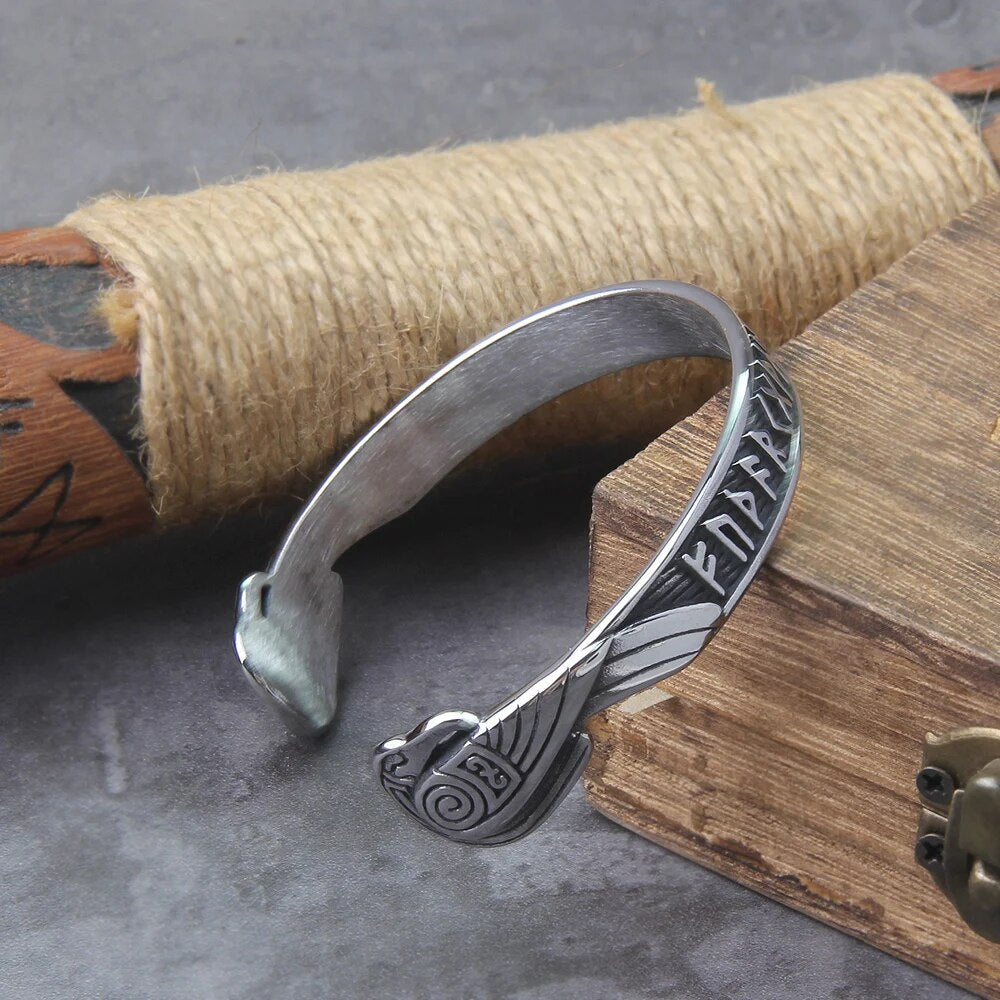 Raven Nordic Rune Viking Bangle