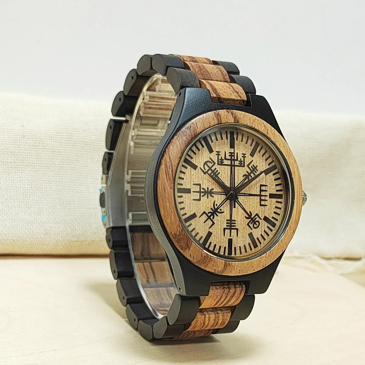 Wooden Symbol Element Clock Personalized Anniversary Viking Watch